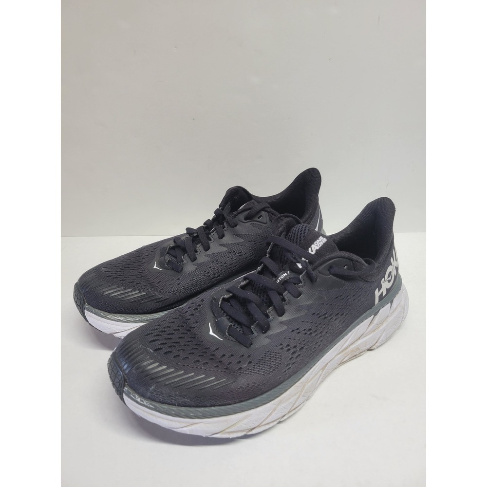 Hoka One One Clifton 7 Black White Mesh Running Shoes Womens 9.5